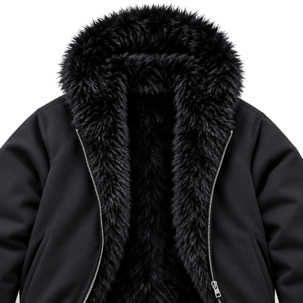 Sable Reversible Faux-Fur Jacket — construction detail