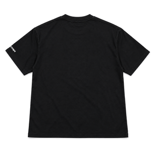 Scorpius Graphic Cotton T-Shirt in black, back view on white