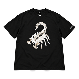 Scorpius Graphic Cotton T-Shirt in black, front view on white