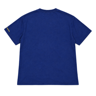Scorpius Graphic Cotton T-Shirt in blue, back view on white