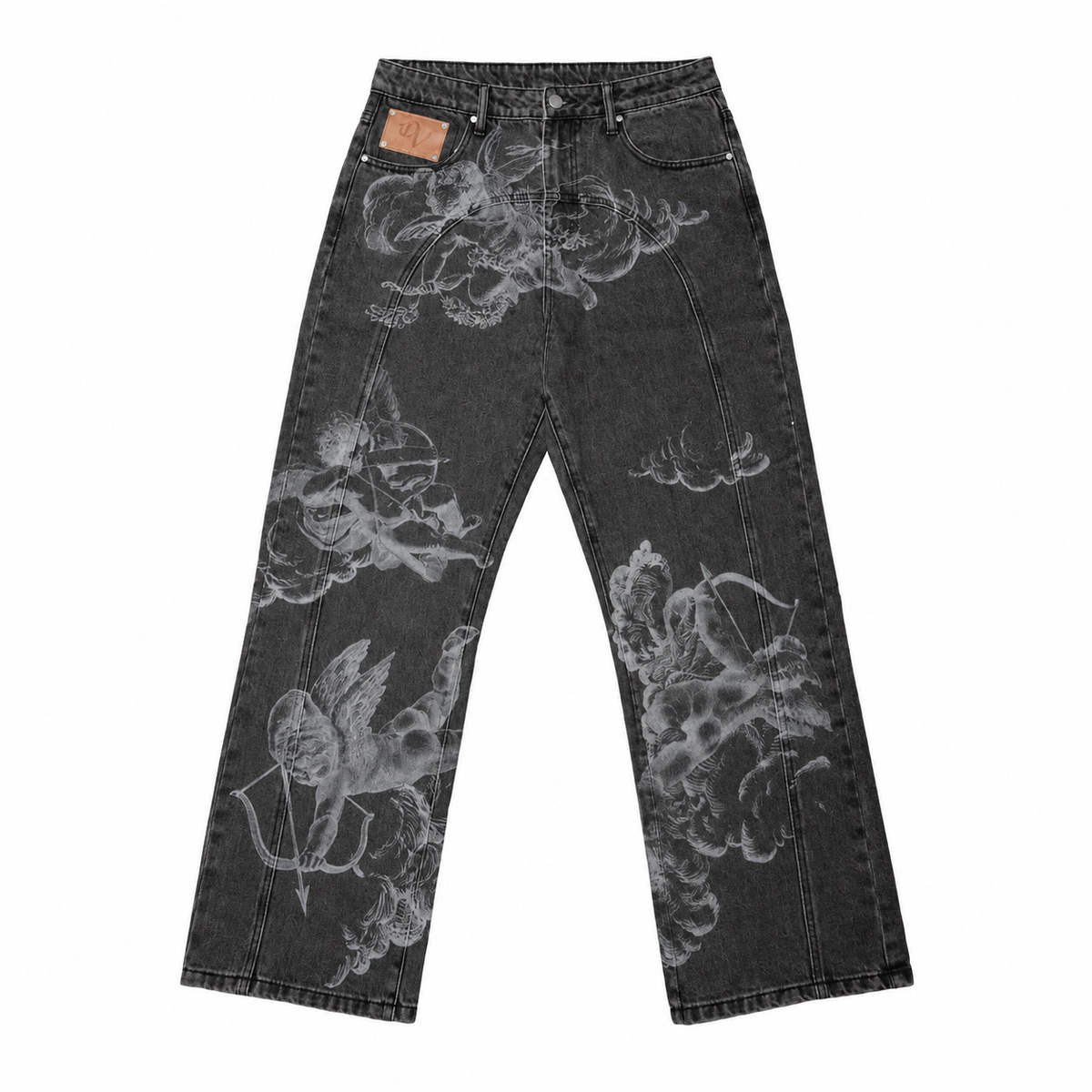 Seraph Wide-Leg Jeans — Washed Black, front view