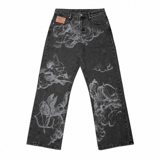 Seraph Wide-Leg Jeans — Washed Black, front view