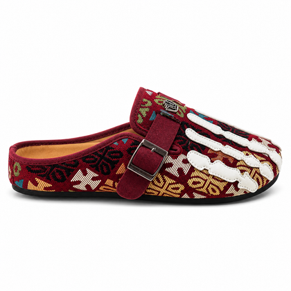 Talisman Crimson tapestry mule, straight right-facing studio profile