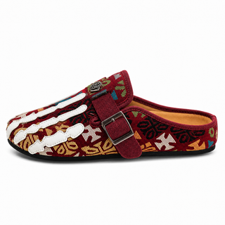 Talisman Crimson tapestry mule, straight left-facing studio profile