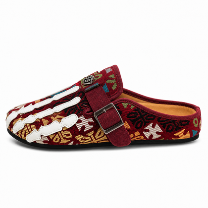 Talisman Crimson tapestry mule, straight left-facing studio profile