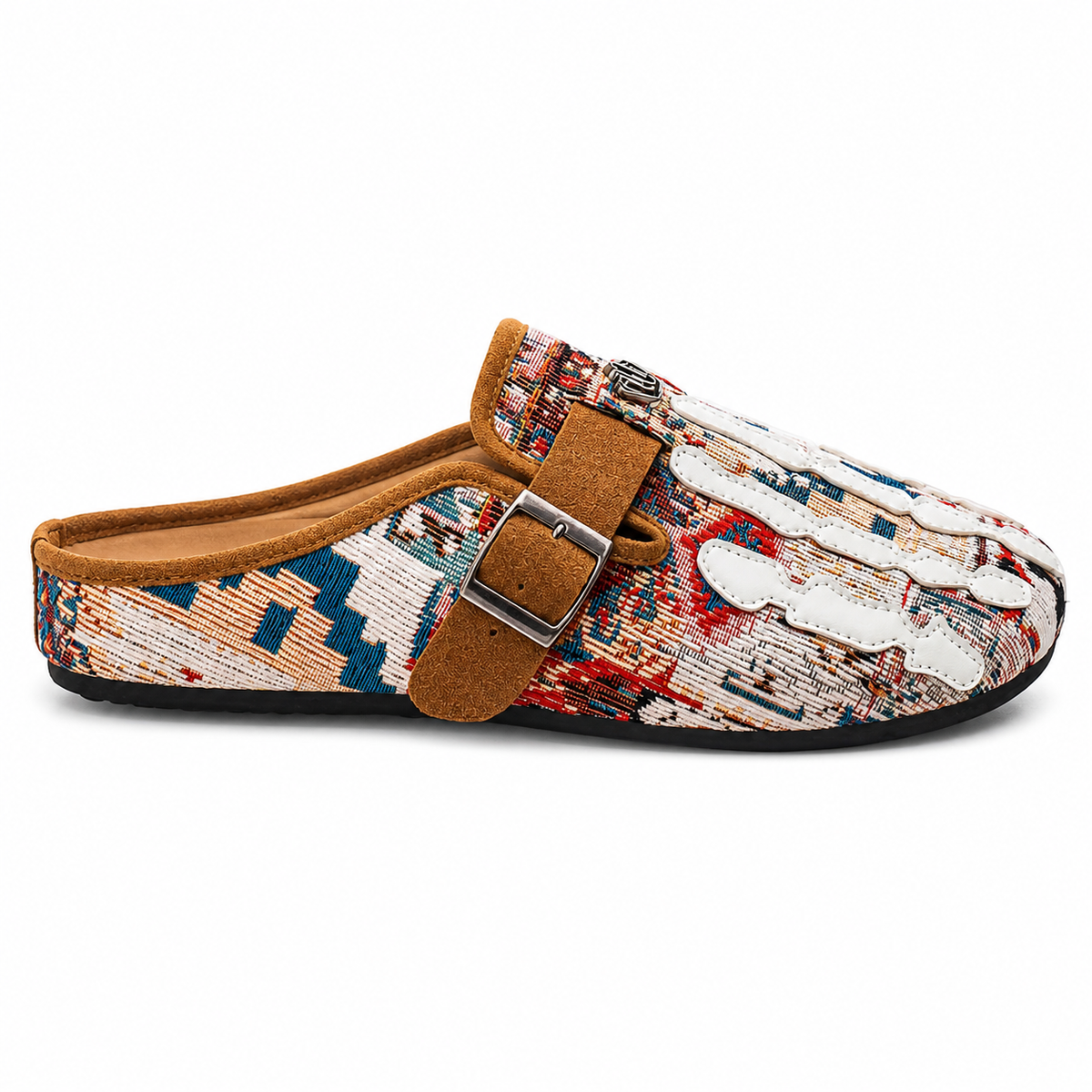 Talisman Sand tapestry mule, straight right-facing studio profile