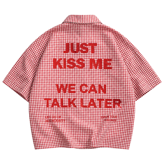 Talk Later Gingham Shirt — rear view