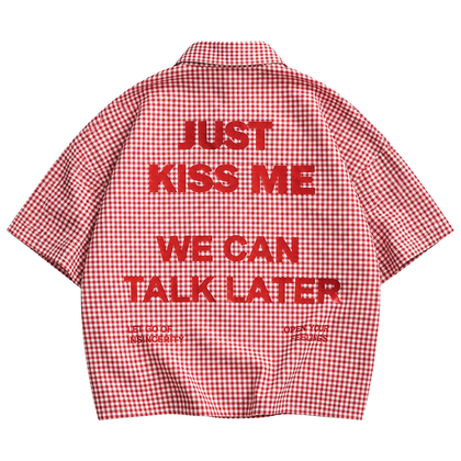 Talk Later Gingham Shirt — rear view