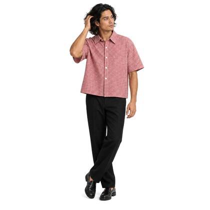 Talk Later Gingham Shirt — full-body model view
