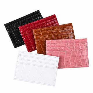 Tessera Croc Cardholder — Black, White, Pink, Brown and Burgundy colour overview
