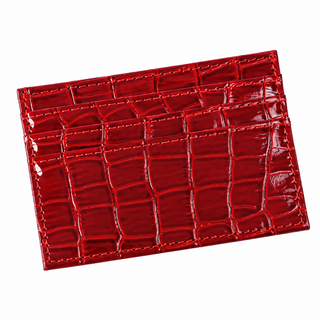 Tessera Croc Cardholder — Burgundy, front view