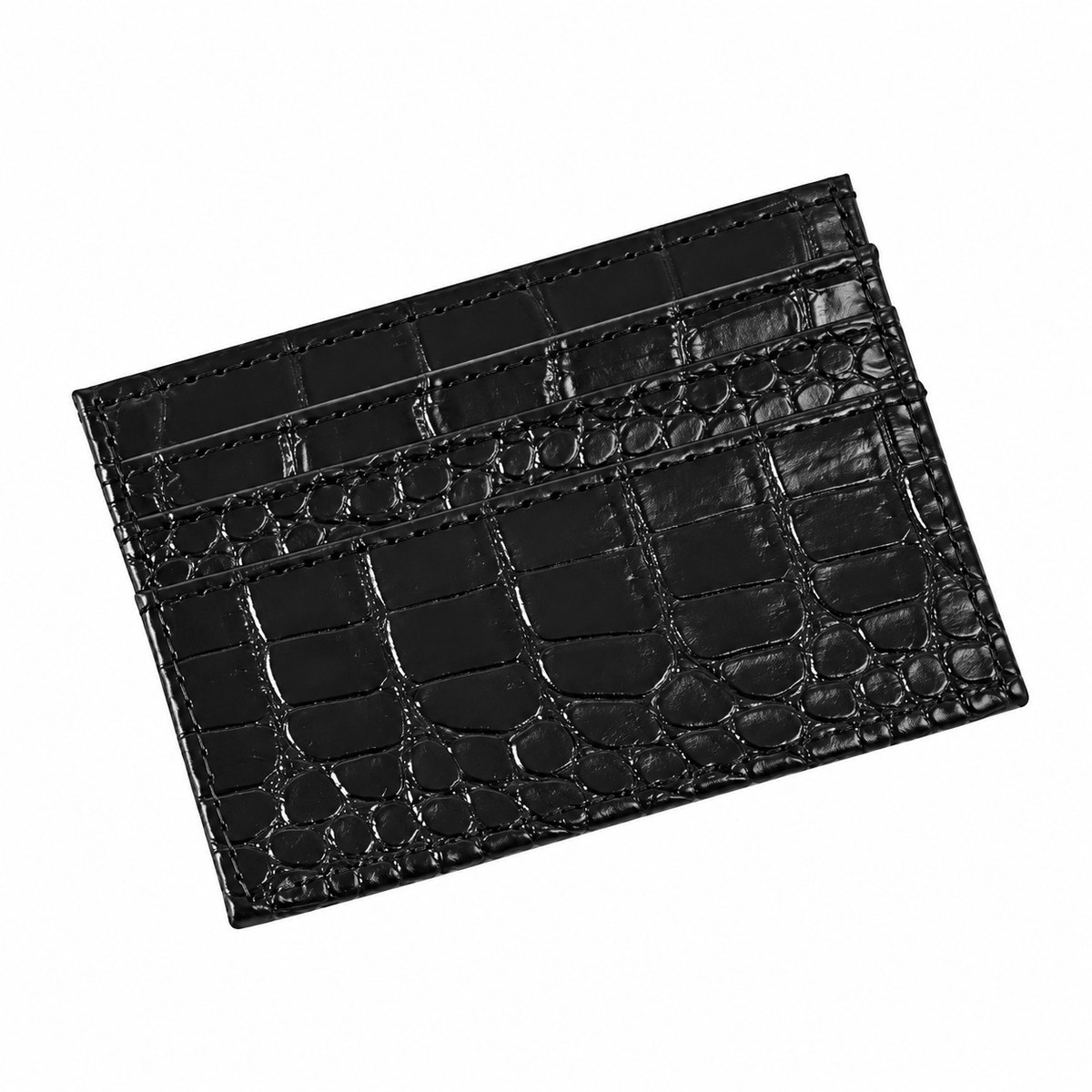 Tessera Croc Cardholder — Black, detail view