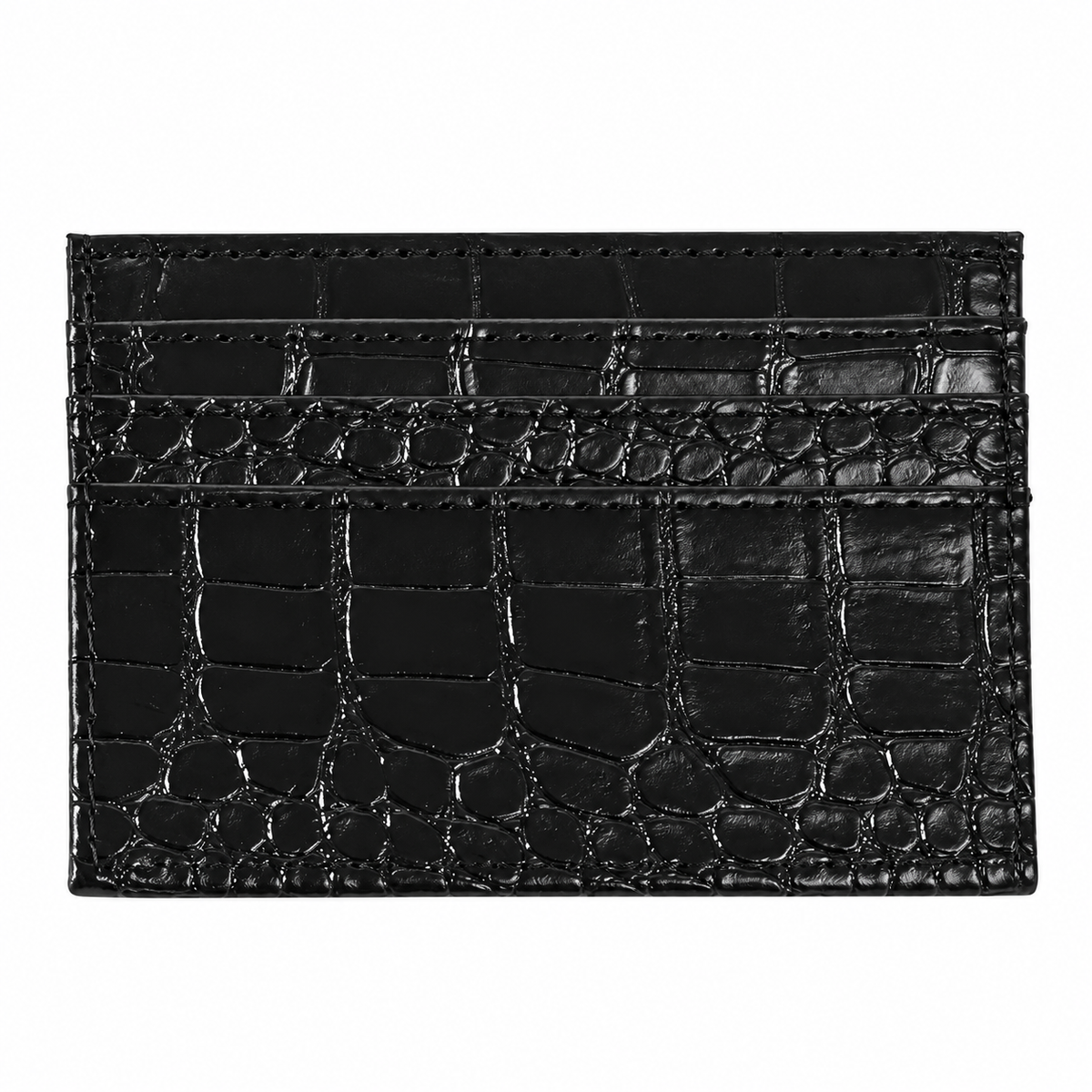 Tessera Croc Cardholder — Black, front view