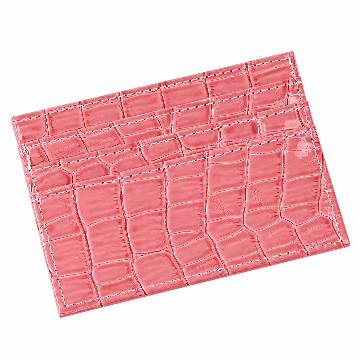 Tessera Croc Cardholder — Pink, front view