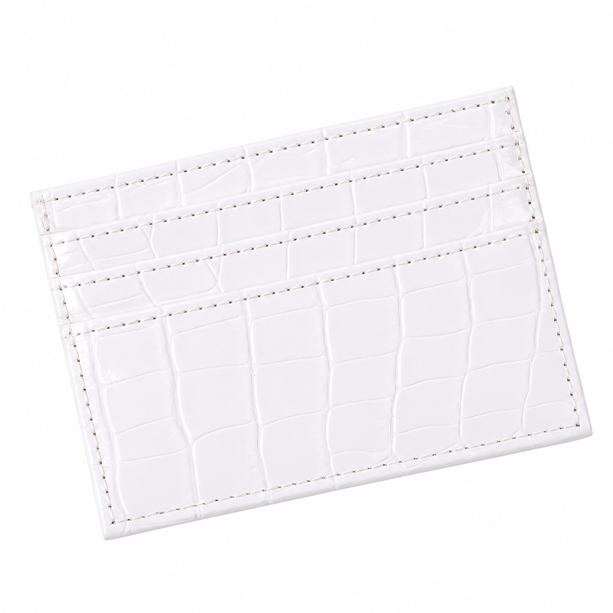 Tessera Croc Cardholder — White, front view
