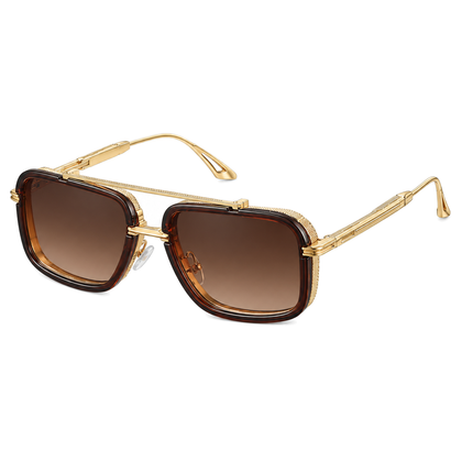 Vista Square Pilot Sunglasses — brown gold studio view