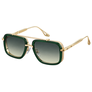 Vista Square Pilot Sunglasses — green gold studio view