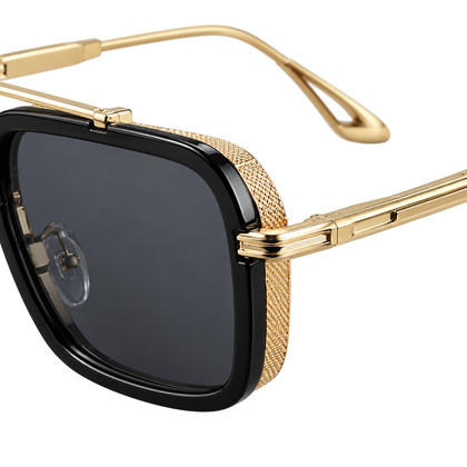 Vista Square Pilot Sunglasses — hardware detail studio view