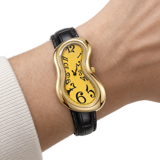 Warped Watch Yellow Gold — on wrist