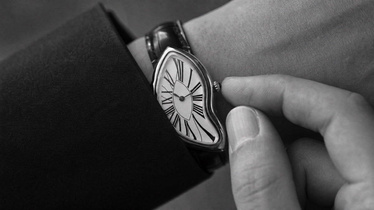 Black and white crown detail on the watch